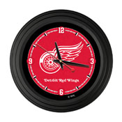 Detroit Red Wings 15" Traditional Wall Clock by Holland Bar Stool Co., ClkNL15BKDetRed