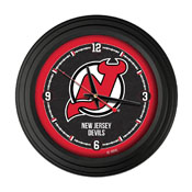 New Jersey Devils 15" Traditional Wall Clock by Holland Bar Stool Co., ClkNL15BKNJDevl