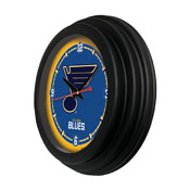 St Louis Blues 15" Traditional Wall Clock by Holland Bar Stool Co., ClkNL15BKSTLBlu