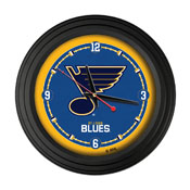 St Louis Blues 15" Traditional Wall Clock by Holland Bar Stool Co., ClkNL15BKSTLBlu