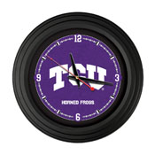 Texas Christian University 15" Traditional Wall Clock by Holland Bar Stool Co., ClkNL15BKTexChr