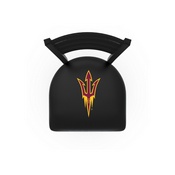 L00418 Black Wrinkle Arizona State Stationary Chair with Ladder Style Back and Pitchfork Logo by Holland Bar Stool Co., L00418ArizSt-F
