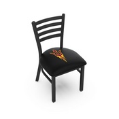 L00418 Black Wrinkle Arizona State Stationary Chair with Ladder Style Back and Pitchfork Logo by Holland Bar Stool Co., L00418ArizSt-F