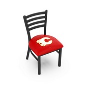 L00418 Black Wrinkle Calgary Flames Stationary Chair with Ladder Style Back by Holland Bar Stool Co., L00418CalFla