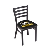 L00418 Black Wrinkle Michigan Tech Stationary Chair with Ladder Style Back by Holland Bar Stool Co., L00418MITech
