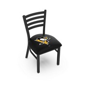 L00418 Black Wrinkle Pittsburgh Penguins Stationary Chair with Ladder Style Back by Holland Bar Stool Co., L00418PitPen