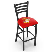 L004 Marine Corps (Red/Yellow) Stationary Stool with Black Wrinkle Finish by Holland Bar Stool Company, AGS-L00425MarineRY