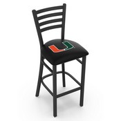 L004 - Black Wrinkle Miami (FL) Stationary Stool with Ladder Style Back by the Holland Bar Stool Co., AGS-L00425Mia-FL