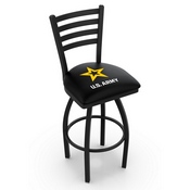 L014 - Black Wrinkle U.S. Army Swivel Bar Stool with Ladder Style Back by Holland Bar Stool Co., L014Army