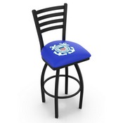 L014 - Black Wrinkle U.S. Coast Guard Swivel Bar Stool with Ladder Style Back by Holland Bar Stool Co., L014CstGrd