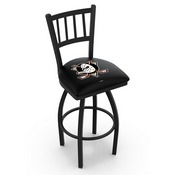 L018 - Black Wrinkle Anaheim Ducks Swivel Bar Stool with Jailhouse Style Back by Holland Bar Stool Co., L018AnaDks