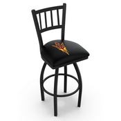 L018 - Black Wrinkle Arizona State Swivel Bar Stool with Jailhouse Style Back and Pitchfork Logo by Holland Bar Stool Co., L018ArizSt-F