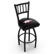 L018 - Black Wrinkle Arkansas Swivel Bar Stool with Jailhouse Style Back by Holland Bar Stool Co., L018ArknUn