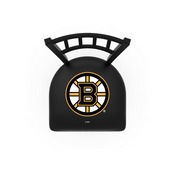 L018 - Black Wrinkle Boston Bruins Swivel Bar Stool with Jailhouse Style Back by Holland Bar Stool Co., L018BosBru