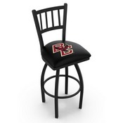 L018 - Black Wrinkle Boston College Swivel Bar Stool with Jailhouse Style Back by Holland Bar Stool Co., L018BostnC