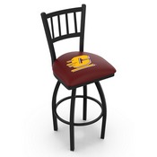 L018 - Black Wrinkle Central Michigan Swivel Bar Stool with Jailhouse Style Back by Holland Bar Stool Co., L018CenMic