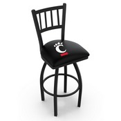 L018 - Black Wrinkle Cincinnati Swivel Bar Stool with Jailhouse Style Back by Holland Bar Stool Co., L018Cincin
