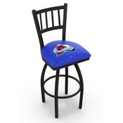 L018 - Black Wrinkle Colorado Avalanche Swivel Bar Stool with Jailhouse Style Back by Holland Bar Stool Co., L018ColAva