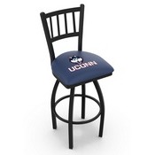 L018 - Black Wrinkle Connecticut Swivel Bar Stool with Jailhouse Style Back by Holland Bar Stool Co., L018ConnUn