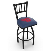 L018 - Black Wrinkle University of Dayton Swivel Bar Stool with Jailhouse Style Back by Holland Bar Stool Co., L018DytnUn