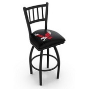 L018 - Black Wrinkle Eastern Washington Swivel Bar Stool with Jailhouse Style Back by Holland Bar Stool Co., L018EastWA