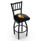 L018 - Black Wrinkle Ferris State Swivel Bar Stool with Jailhouse Style Back by Holland Bar Stool Co., L018FerrSt