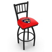 L018 - Black Wrinkle Florida Panthers Swivel Bar Stool with Jailhouse Style Back by Holland Bar Stool Co., L018FlaPan