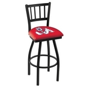 L018 - Black Wrinkle Fresno State Swivel Bar Stool with Jailhouse Style Back by Holland Bar Stool Co., L018FresSt