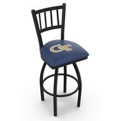 L018 - Black Wrinkle Georgia Tech Swivel Bar Stool with Jailhouse Style Back by Holland Bar Stool Co., L018GATech