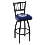 L018 - Black Wrinkle Gonzaga Swivel Bar Stool with Jailhouse Style Back by Holland Bar Stool Co., L018Gonzga