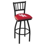 L018 - Black Wrinkle Houston Swivel Bar Stool with Jailhouse Style Back by Holland Bar Stool Co., L018Houston