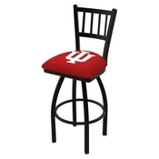 L018 - Black Wrinkle Indiana Swivel Bar Stool with Jailhouse Style Back by Holland Bar Stool Co., L018IndnaU