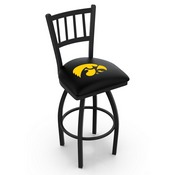L018 - Black Wrinkle Iowa Swivel Bar Stool with Jailhouse Style Back by Holland Bar Stool Co., L018IowaUn