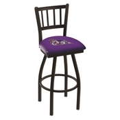 L018 - Black Wrinkle James Madison Swivel Bar Stool with Jailhouse Style Back by Holland Bar Stool Co., L018JmsMad