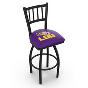 L018 - Black Wrinkle Louisiana State Swivel Bar Stool with Jailhouse Style Back by Holland Bar Stool Co., L018LaStUn