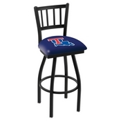 L018 - Black Wrinkle Louisiana Tech Swivel Bar Stool with Jailhouse Style Back by Holland Bar Stool Co., L018LaTech