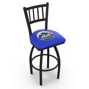 L018 New York Mets Swivel Stool with Black Wrinkle Finish by HBS, AGS-L01825MLBNYM