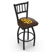 L018 San Diego Padres Swivel Stool with Black Wrinkle Finish by HBS, AGS-L01825MLBSDP