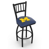 L018 - Black Wrinkle Michigan Swivel Bar Stool with Jailhouse Style Back by Holland Bar Stool Co., L018MichUn