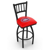 L018 - Black Wrinkle Montreal Canadiens Swivel Bar Stool with Jailhouse Style Back by Holland Bar Stool Co., L018MonCan