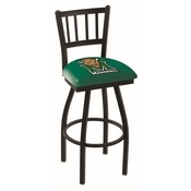 L018 - Black Wrinkle Marshall Swivel Bar Stool with Jailhouse Style Back by Holland Bar Stool Co., L018Mrshll