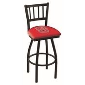 L018 - Black Wrinkle North Carolina State Swivel Bar Stool with Jailhouse Style Back by Holland Bar Stool Co.