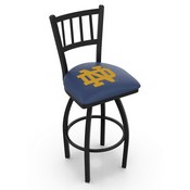 L018 - Black Wrinkle Notre Dame (ND) Swivel Bar Stool with Jailhouse Style Back by Holland Bar Stool Co., L018ND-ND