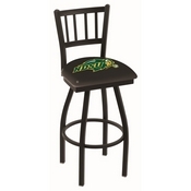 L018 - Black Wrinkle North Dakota State Swivel Bar Stool with Jailhouse Style Back by Holland Bar Stool Co., L018NDakSt