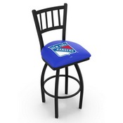 L018 - Black Wrinkle New York Rangers Swivel Bar Stool with Jailhouse Style Back by Holland Bar Stool Co., L018NYRang