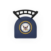 L018 - Black Wrinkle U.S. Navy Swivel Bar Stool with Jailhouse Style Back by Holland Bar Stool Co., L018Navy
