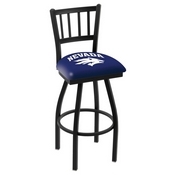 L018 - Black Wrinkle Nevada Swivel Bar Stool with Jailhouse Style Back by Holland Bar Stool Co., L018NevaUn