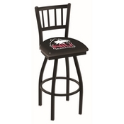L018 - Black Wrinkle Northern Illinois Swivel Bar Stool with Jailhouse Style Back by Holland Bar Stool Co., L018NorIll