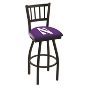 L018 - Black Wrinkle Northwestern Swivel Bar Stool with Jailhouse Style Back by Holland Bar Stool Co., L018Nthwst