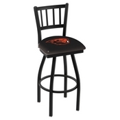 L018 - Black Wrinkle Oregon State Swivel Bar Stool with Jailhouse Style Back by Holland Bar Stool Co., L018OregSt